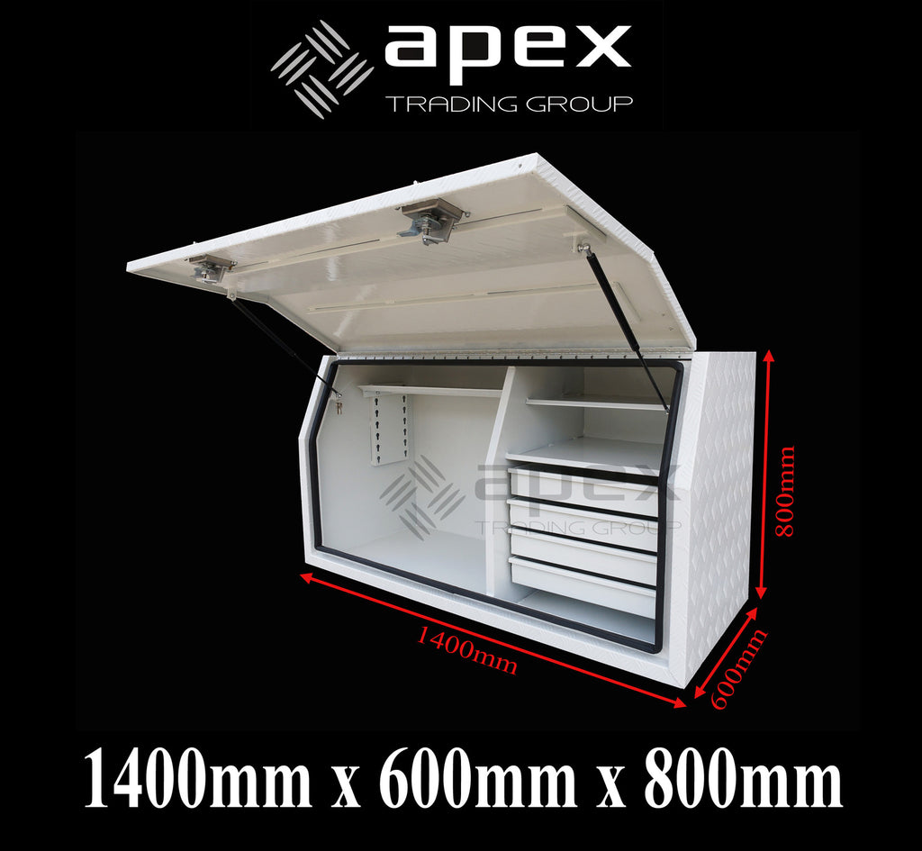 Aluminium Powder Coat Toolbox with Drawers 1468FDCPWL
