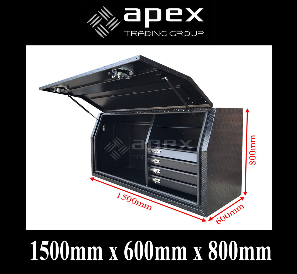Aluminium Powder Coat Toolbox with Drawers 1568FDCPBL