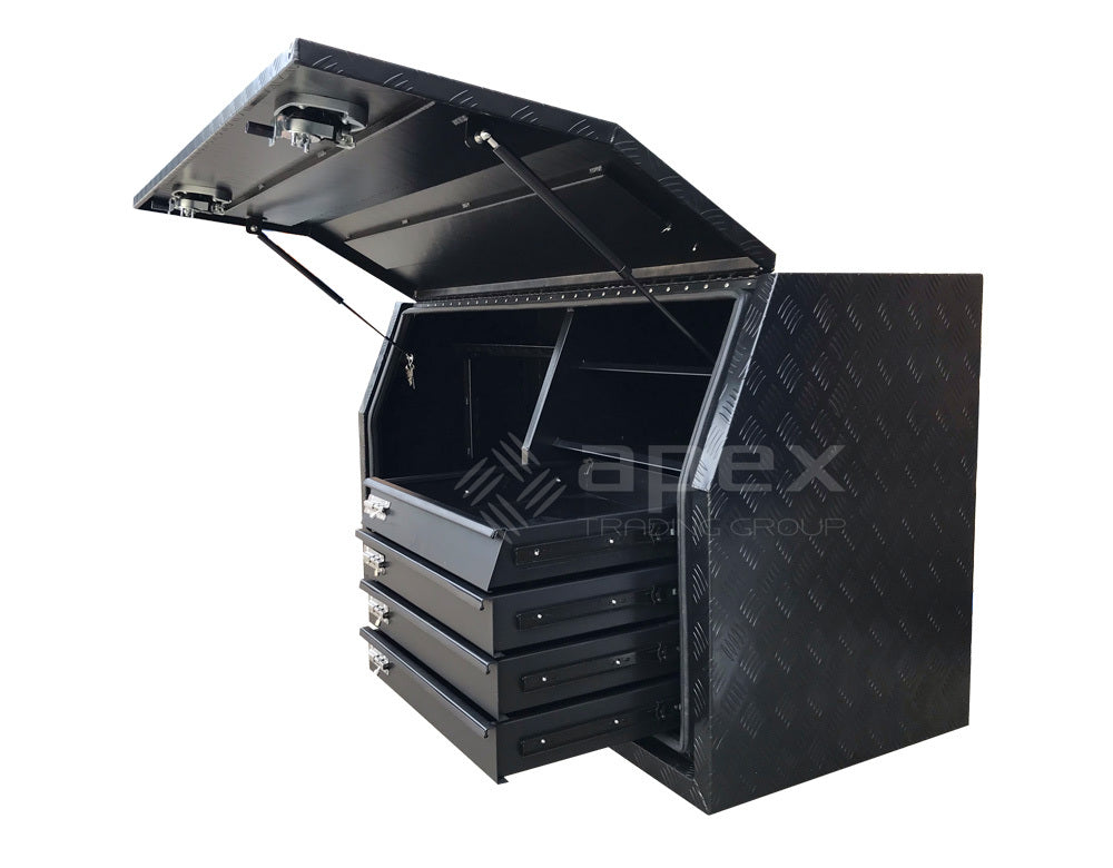 Aluminium Powder Coat Toolbox with Drawers 1568FDCPBL