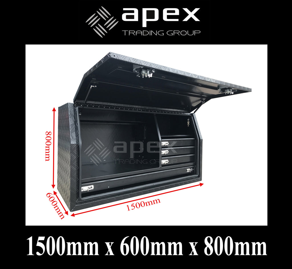 Aluminium Powder Coat Toolbox with Drawers 1568FDLDCPBL