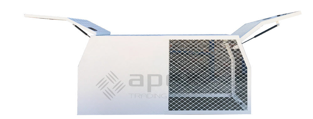 White Aluminium Dog Cage and Toolbox 16010CPW