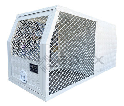 White Aluminium Dog Cage and Toolbox 16010CPW