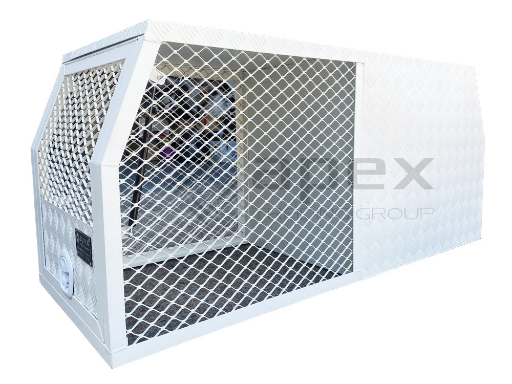 White Aluminium Dog Cage and Toolbox 16010CPW