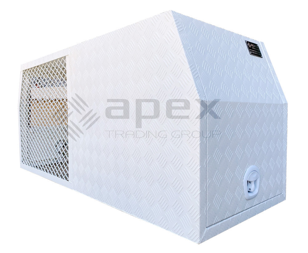 White Aluminium Dog Cage and Toolbox 16010CPW
