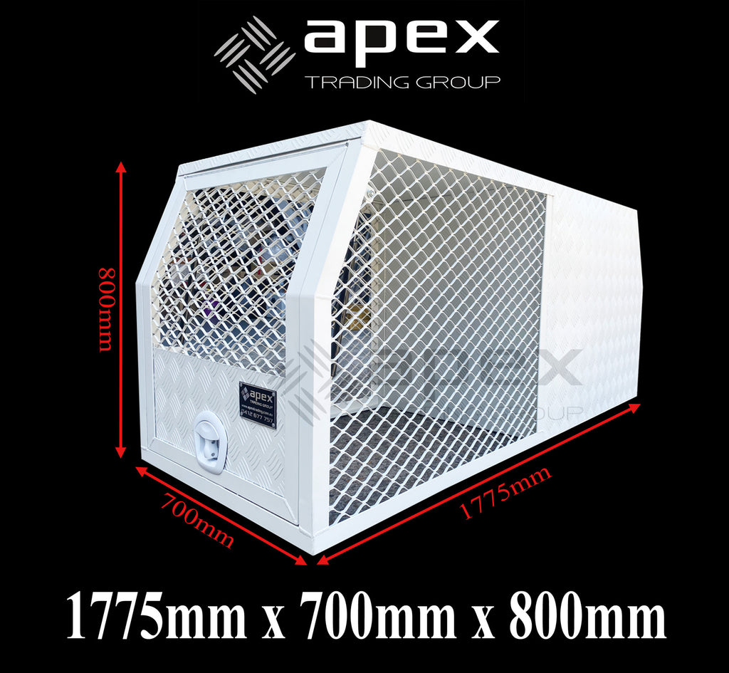 White Aluminium Dog Cage and Toolbox 16010CPW