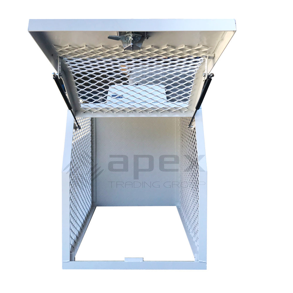 White Aluminium Dog Cage and Toolbox 16010CPW