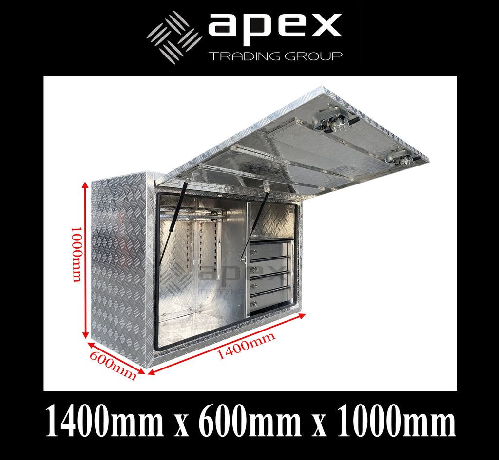 Aluminium Full Lid Toolbox with Drawers 16022FDL