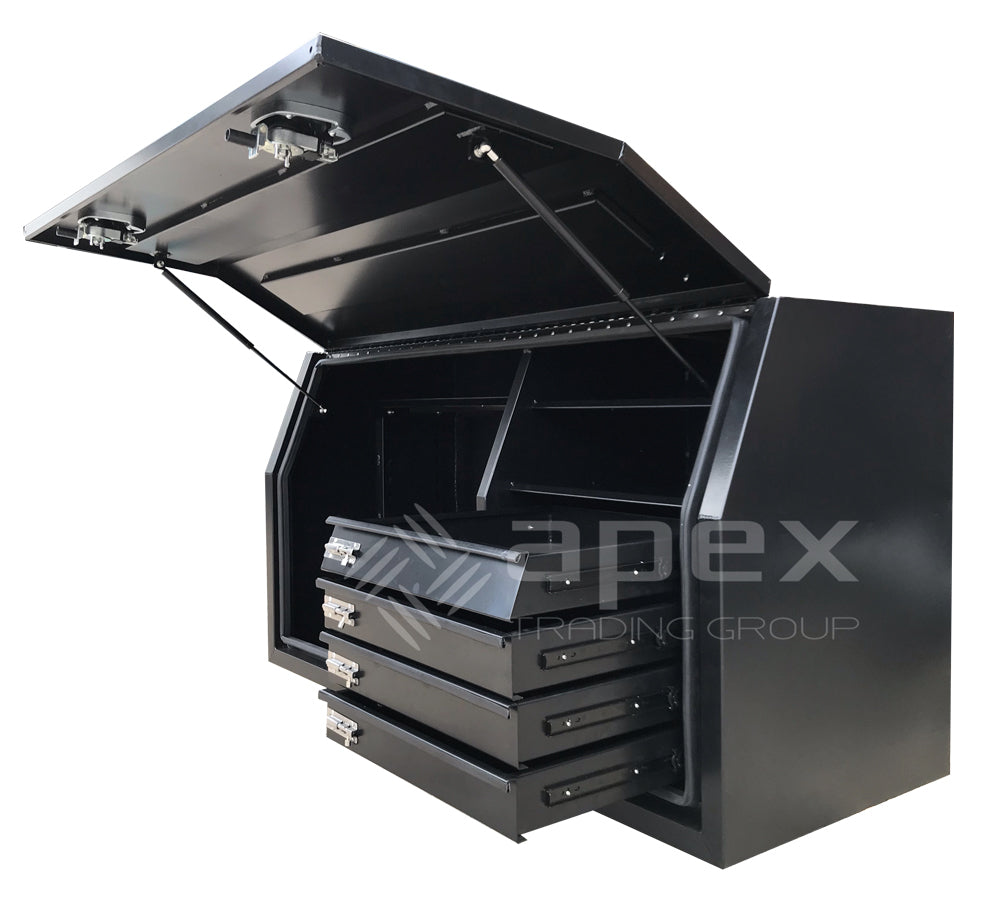 Aluminium Toolbox with Drawers Black 1668FDFPBL
