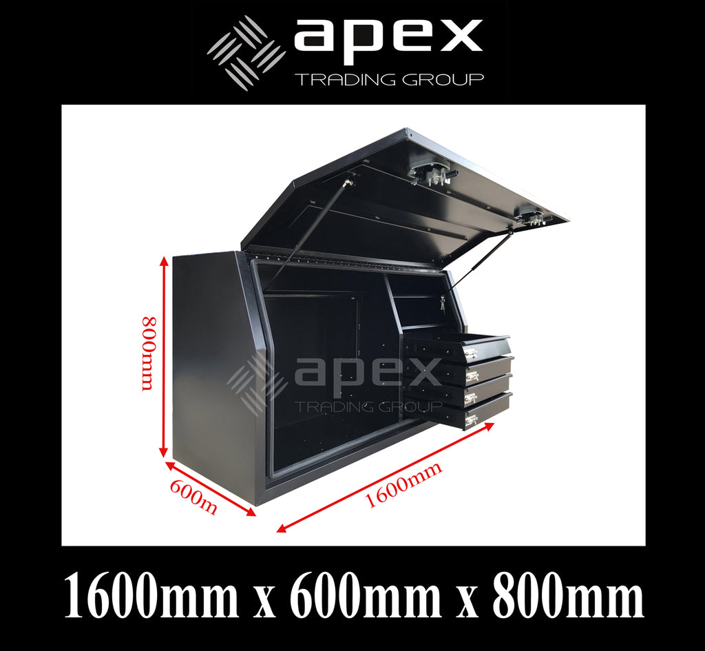 Aluminium Toolbox with Drawers Black 1668FDFPBL