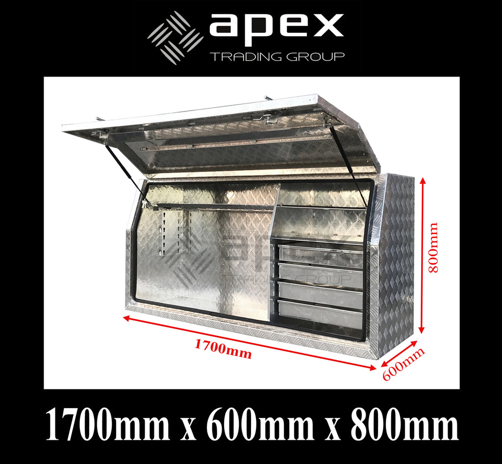 Aluminium Full Lid Toolbox with Drawers 1768FD1L