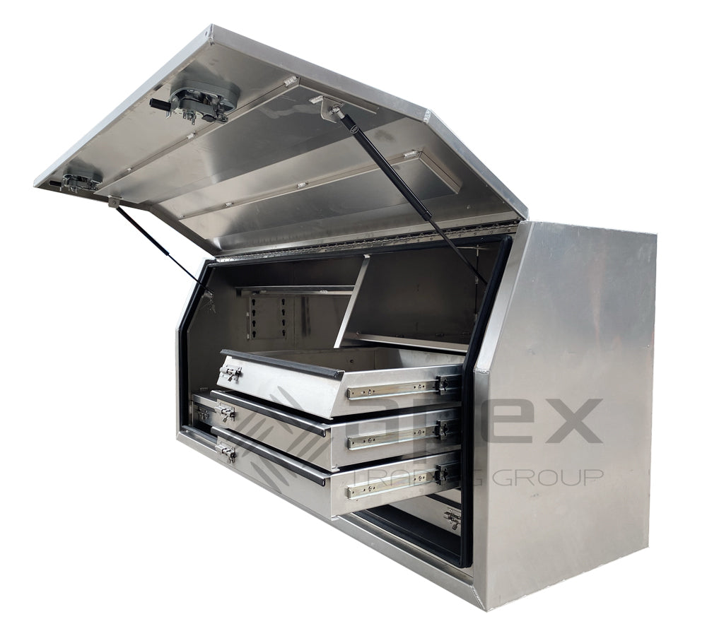 Aluminium Full Lid Toolbox with Drawers 1868FDLDFPL