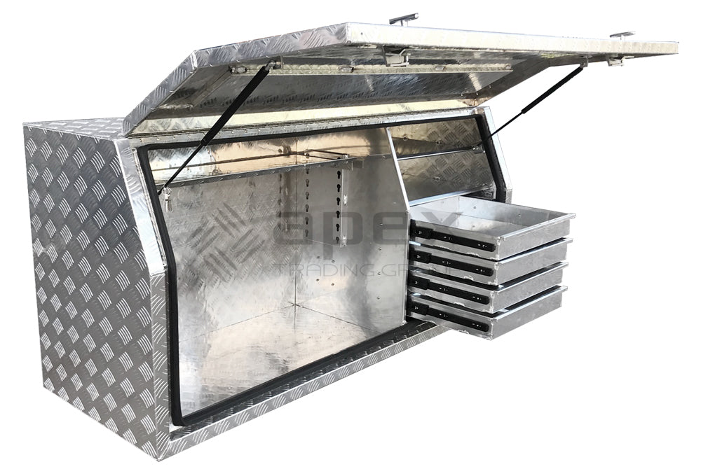 Aluminium Full Lid Toolbox with Drawers 2068FD1L