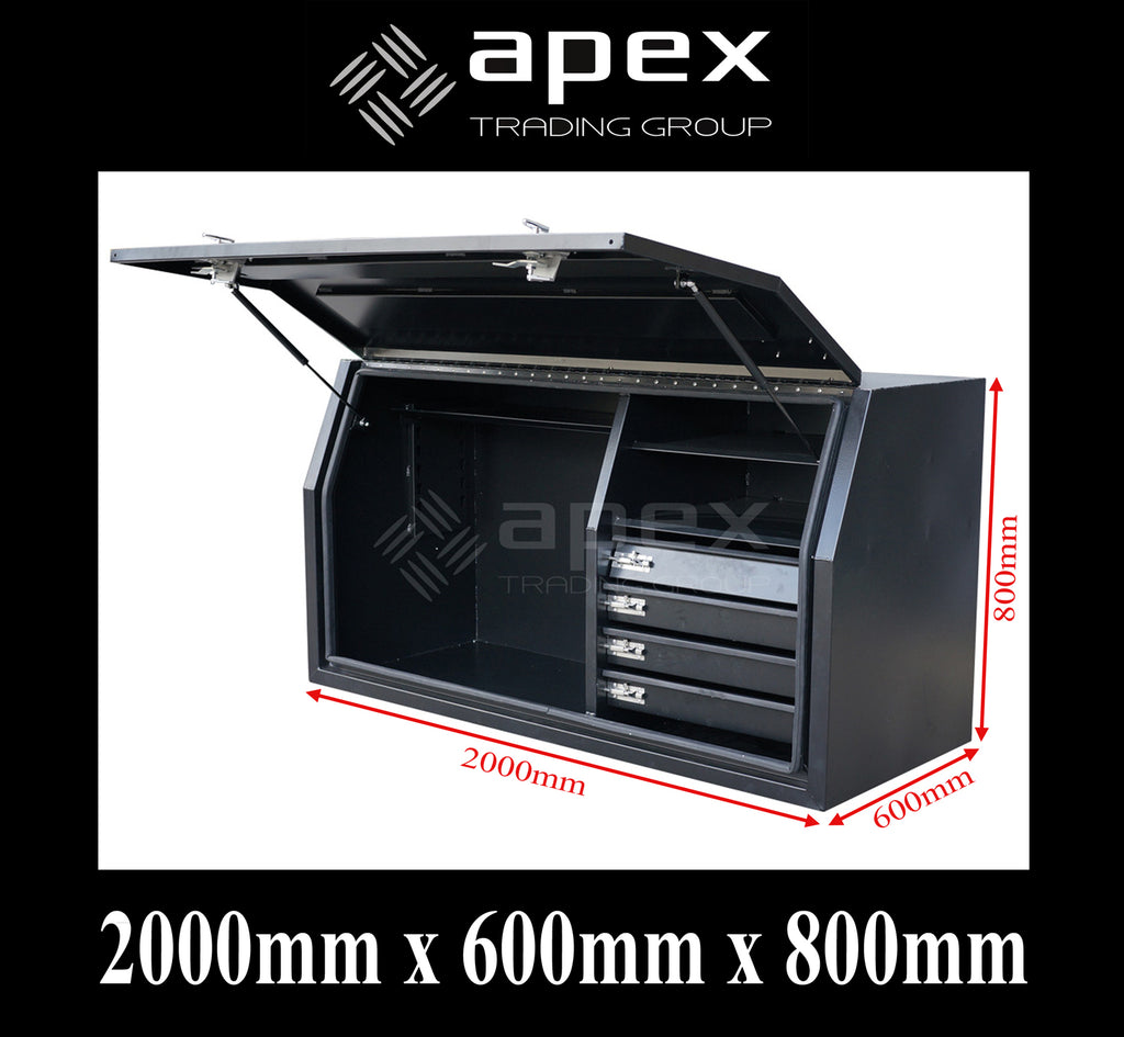 Aluminium Toolbox with Drawers Black 2068FDFPBL