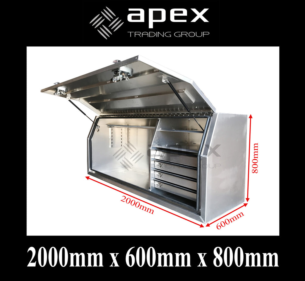 Aluminium Full Lid Toolbox with Drawers  2068FDFPL