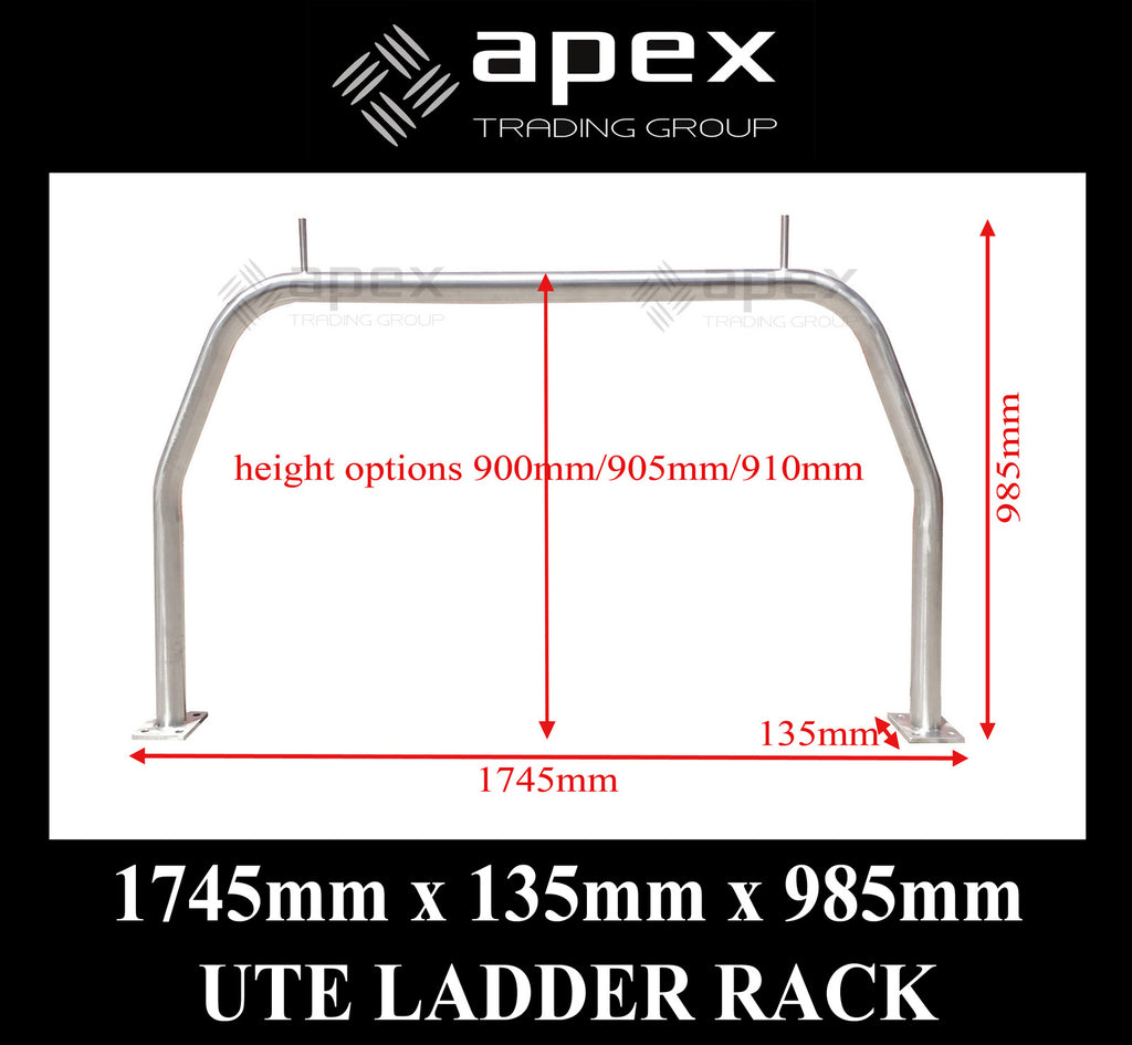 One Piece Ute Ladder Rack 1745mm(L) x 135mm(W) x 985mm(H)